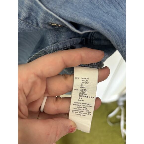 Gap Boyfriend Fit Denim Chambray Top Size XS Western Rodeo Cowgirl Casual - Picture 5 of 5